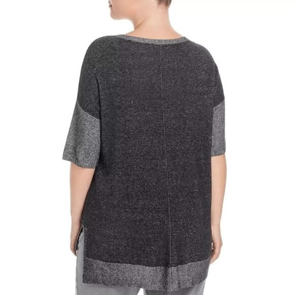 NWT Womens Plus Size 2X Two by Vince Camuto Dark Gray High Low Color Block Top - Picture 2 of 2